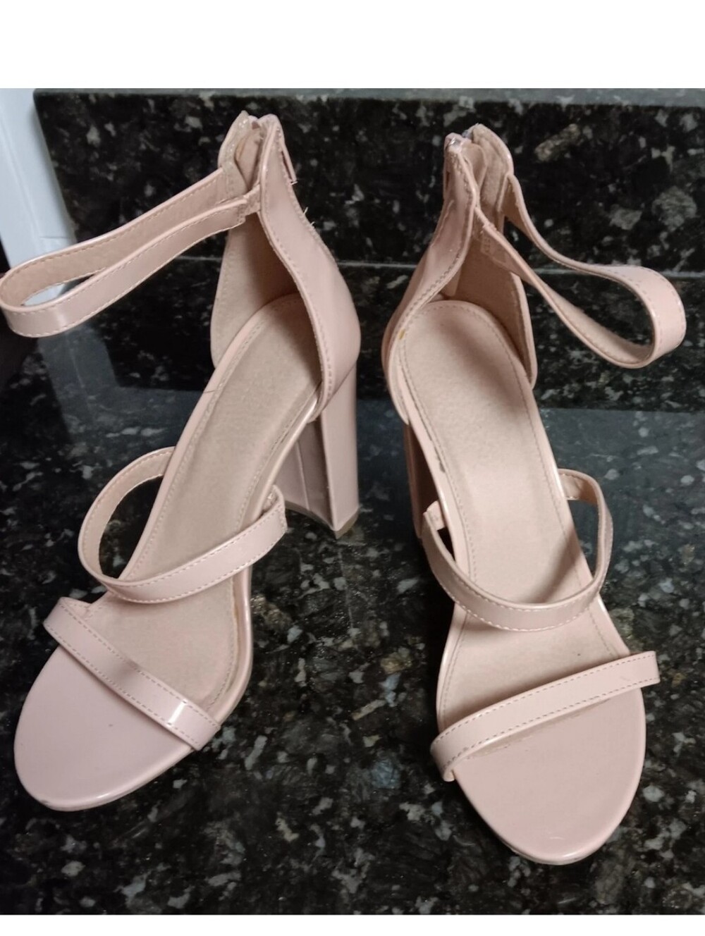 Charlotte Ruse  Ankle-Strap Block Heel Open Toes  Sandals -Nude 6